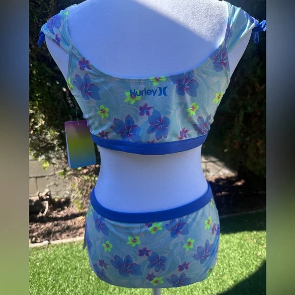 NWT Teens 13-15yrs Hurley UPF 50+ Crop Top Tankini Swimsuit Set size XL - Picture 3 of 10